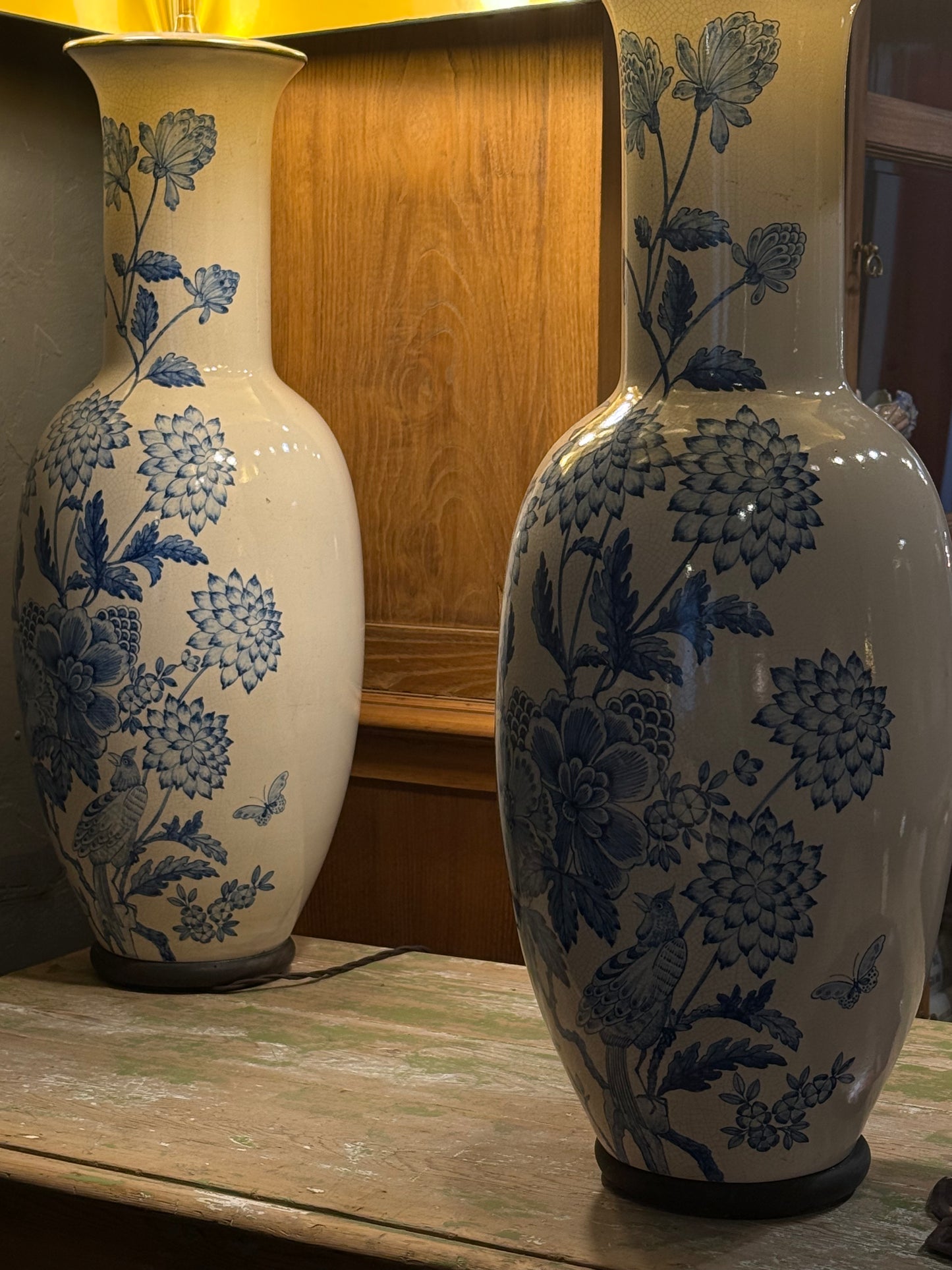 Pareja de lámparas de porcelana china "Blue & White" · Finales del siglo XIX
