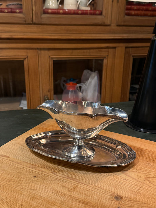 Salsera de alpaca con plato integrado