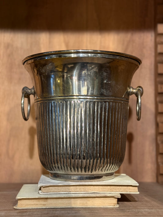 Champañera individual de metal plateado