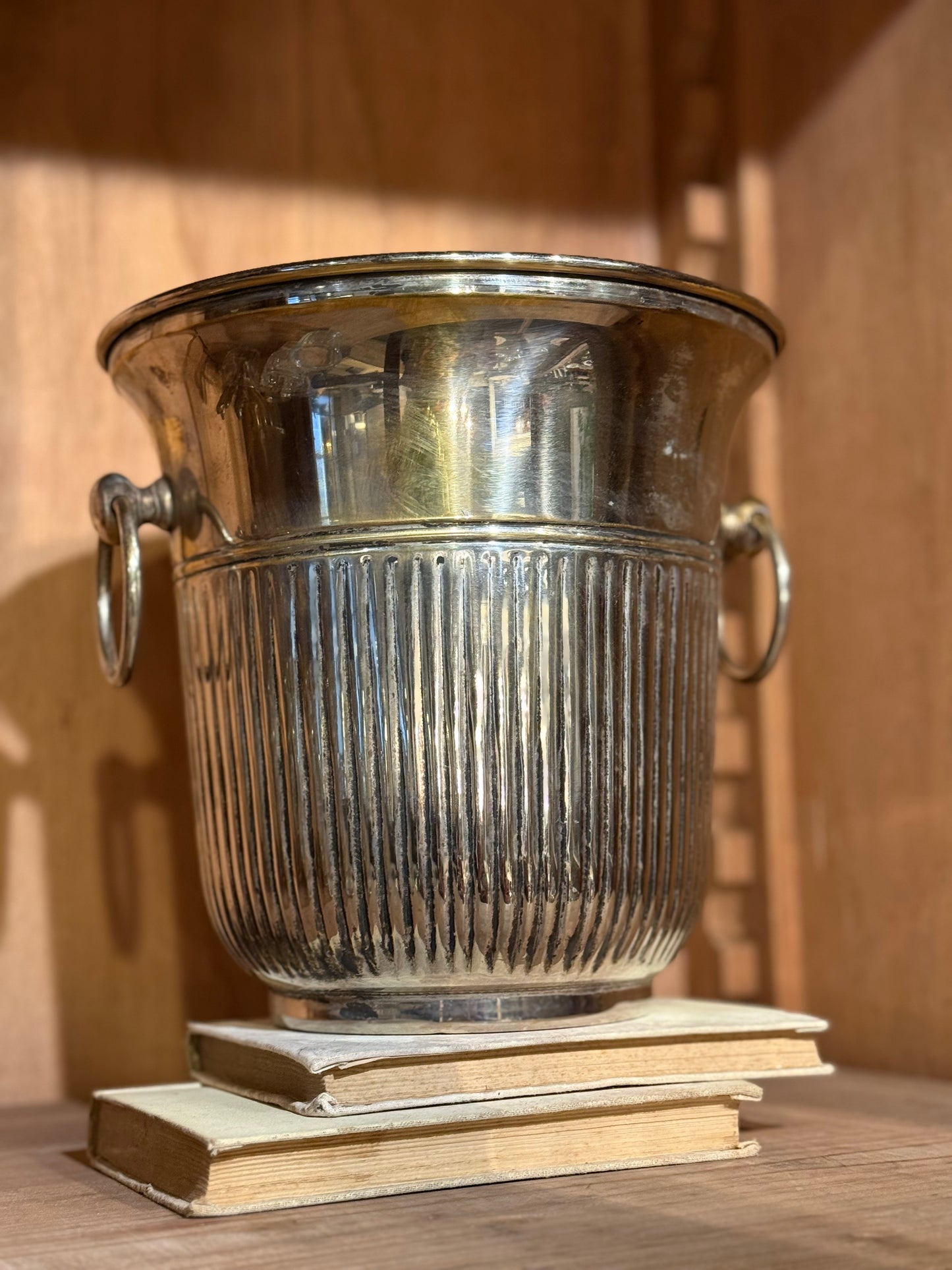 Champañera individual de metal plateado