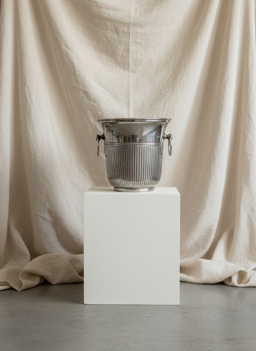 Champañera individual de metal plateado