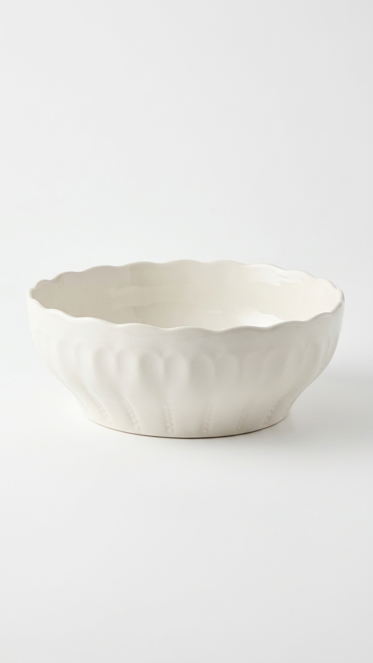 Ensaladera de loza blanca